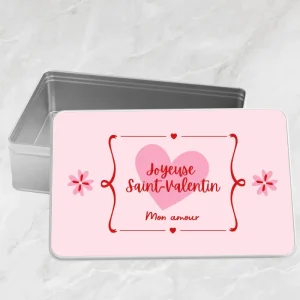 Boîte à biscuits rectangulaire en métal - Joyeuse Saint-Valentin Mon amour