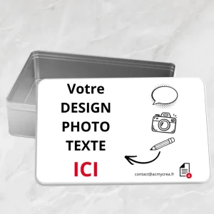 Boîte à biscuits rectangulaire en métal - personnalisable avec votre photo, design, prénom