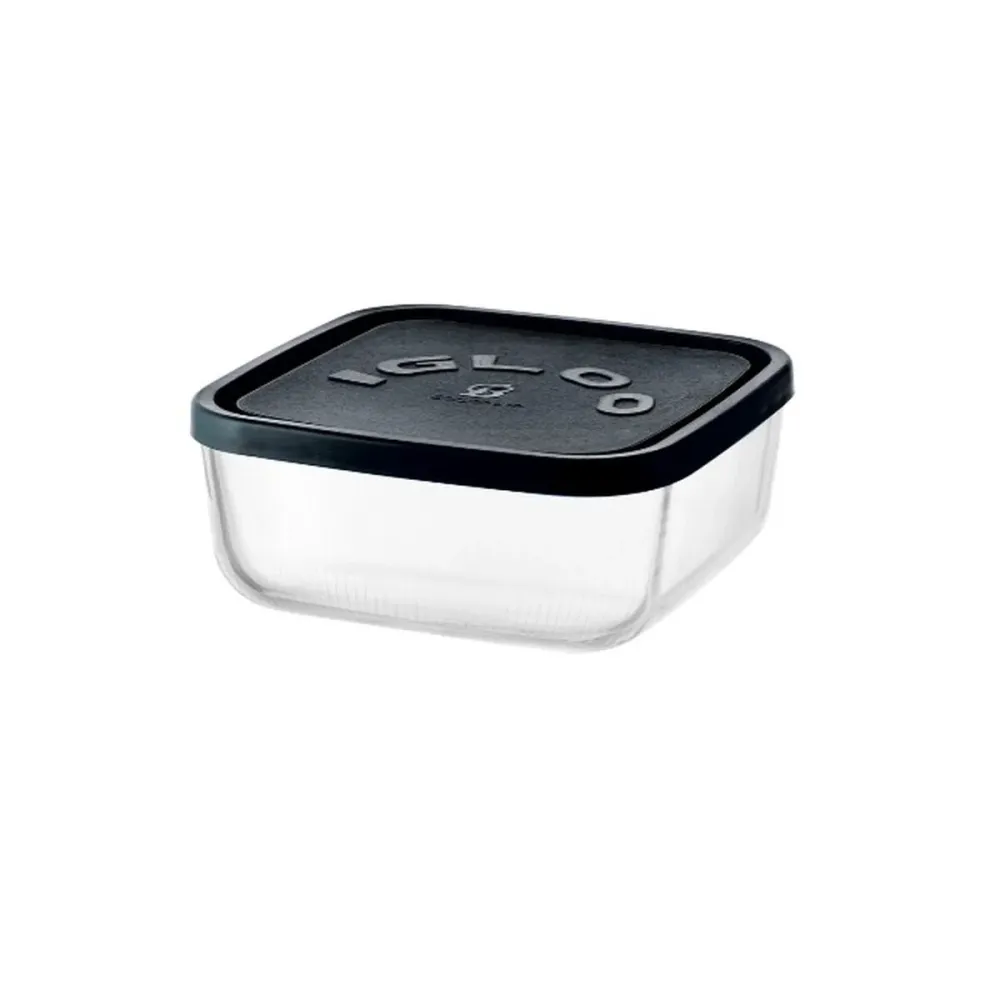 Boîte à lunch Borgonovo Igloo lines Noir Transparent verre 1,8 L (12 Unités)
