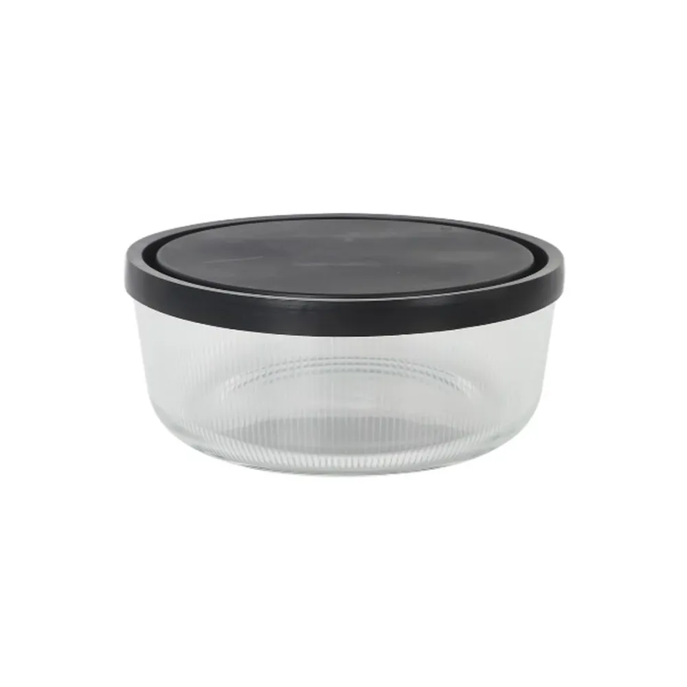Boîte à lunch Borgonovo Igloo lines Noir Transparent verre 1,47 L (12 Unités)