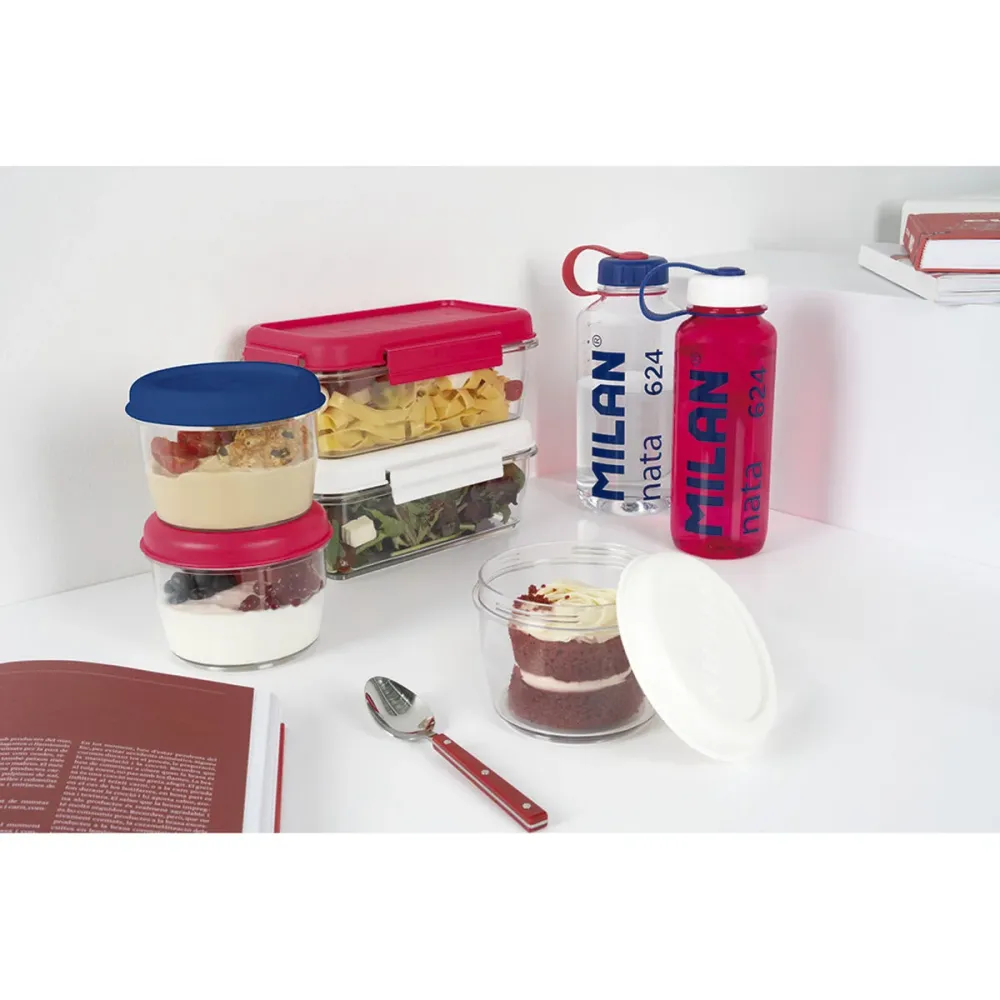 Boîte à lunch hermétique Milan 1,2 L Rose Transparent Plastique Rectangulaire