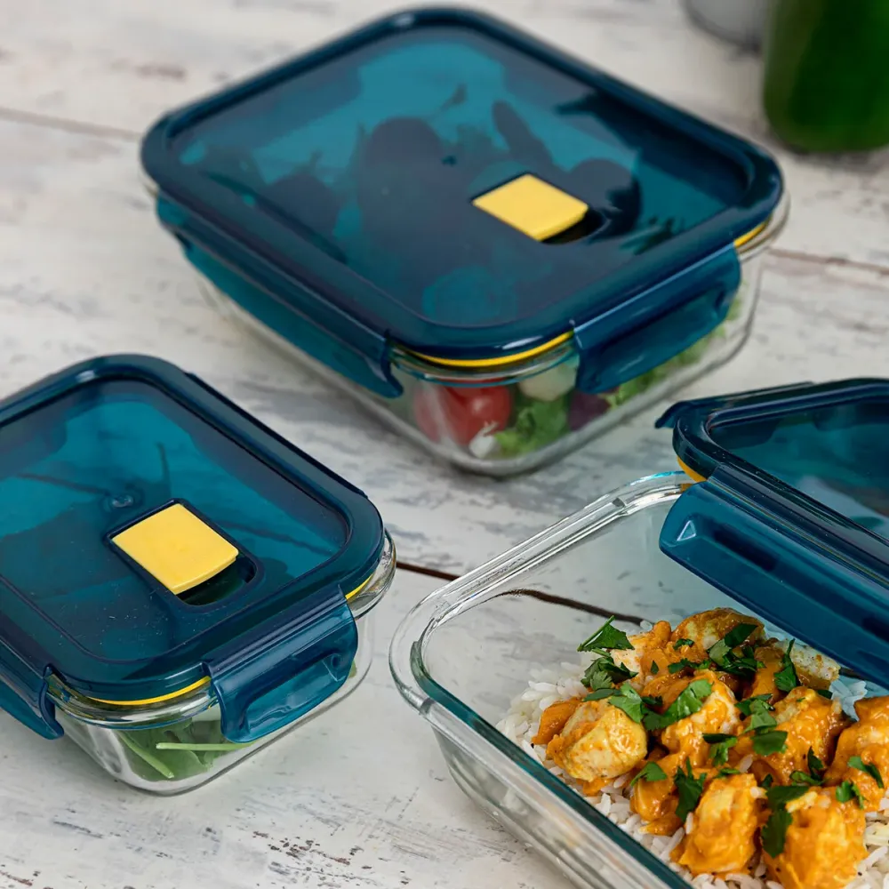 Boîte à lunch hermétique Quid Astral Bleu verre 520 ml 13,6 x 13,6 x 7 cm (12 Unités)