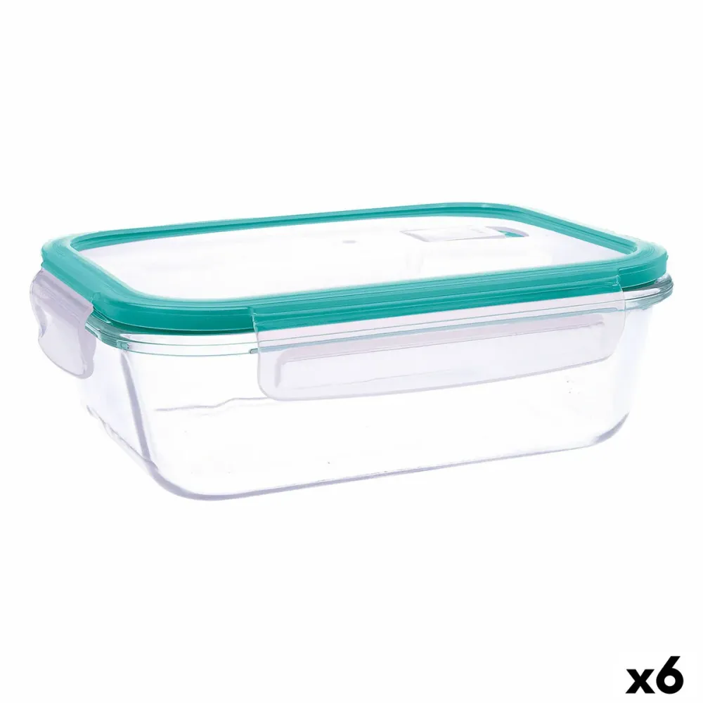Boîte à lunch hermétique Quid Ciclon Turquoise verre 1,5 L (6 Unités)