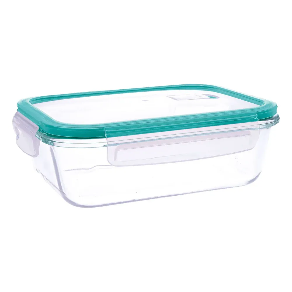 Boîte à lunch hermétique Quid Ciclon Turquoise verre 1,5 L (6 Unités)