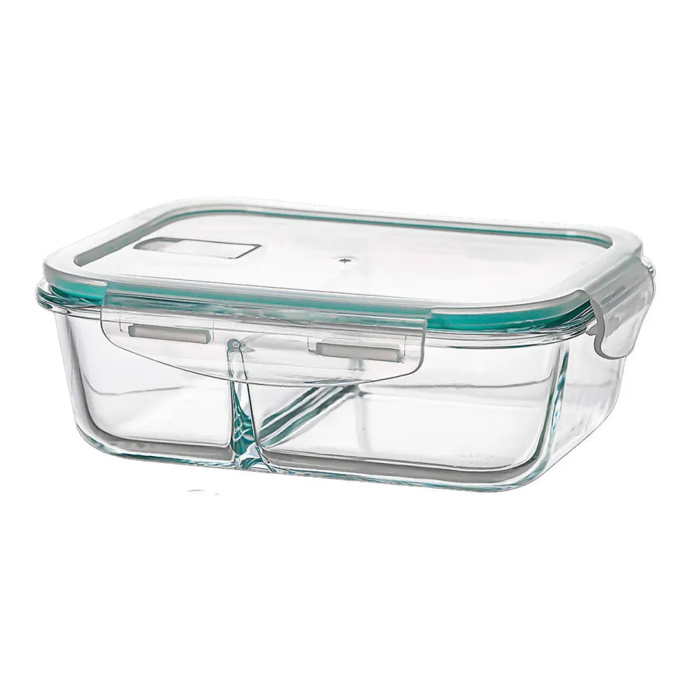 Boîte à lunch Ovenza 1040 ml Transparent Silicone Verre Borosilicaté Rectangulaire