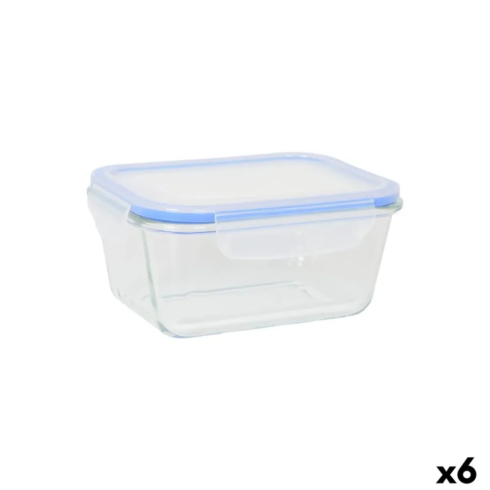 Boîte à lunch Quttin Bleu Transparent Rectangulaire (6 Unités)