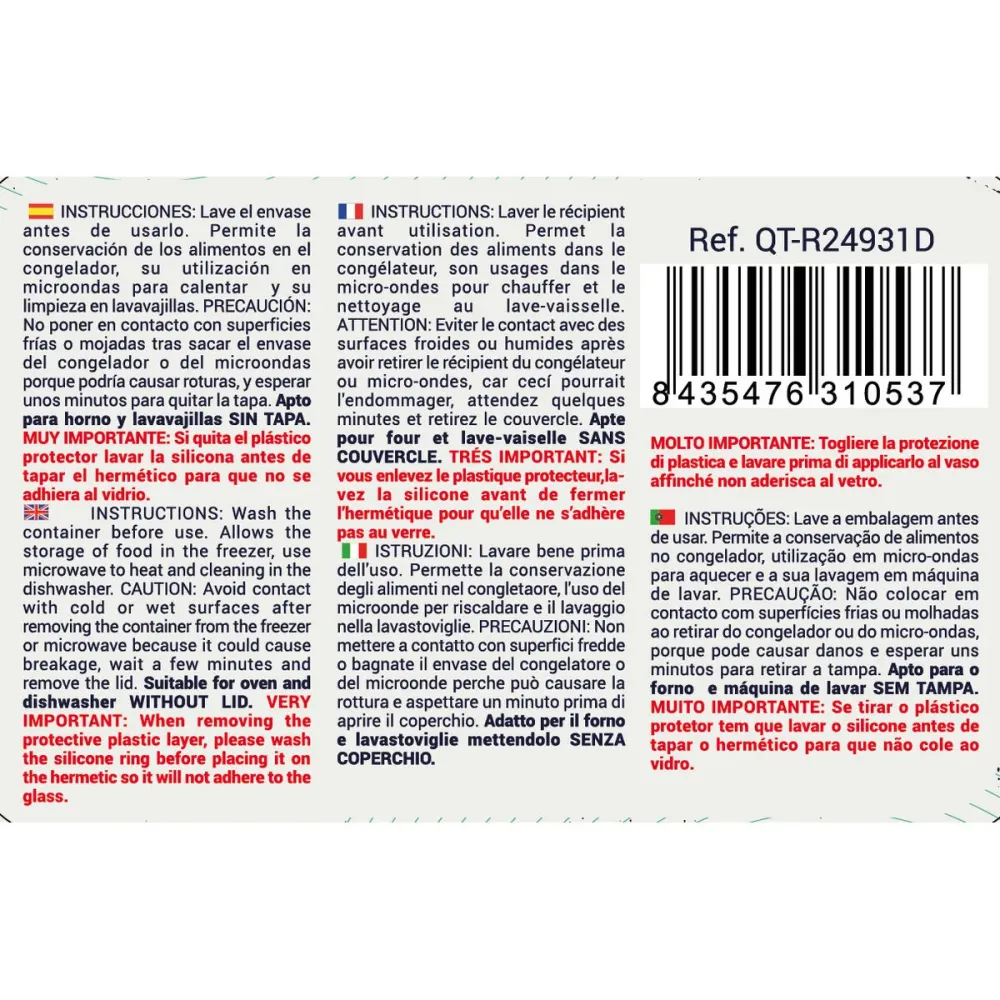 Boîte à lunch Quttin Bleu Transparent Rectangulaire (6 Unités)