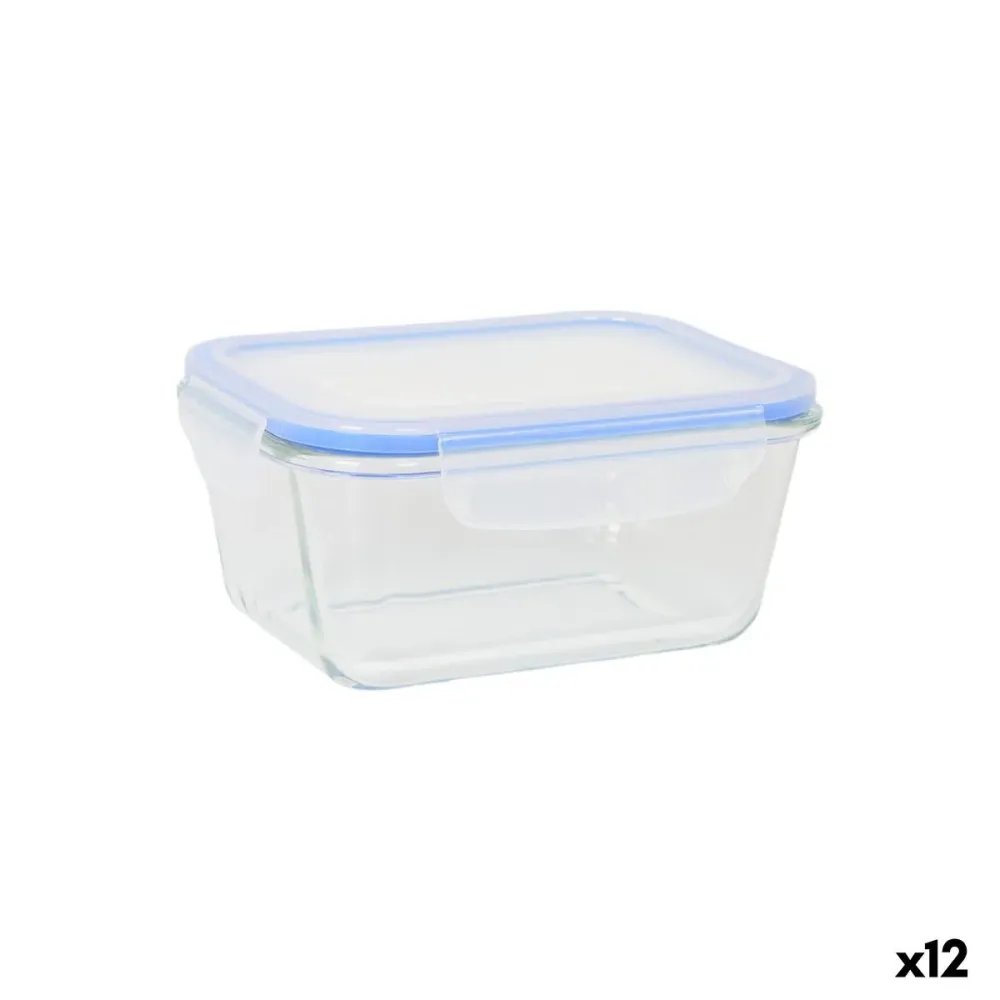 Boîte à lunch Quttin Bleu Transparent Rectangulaire 470 ml (12 Unités)