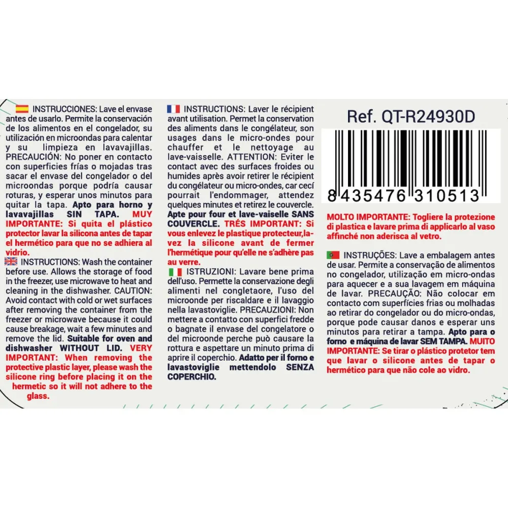 Boîte à lunch Quttin Bleu Transparent Rectangulaire 470 ml (12 Unités)