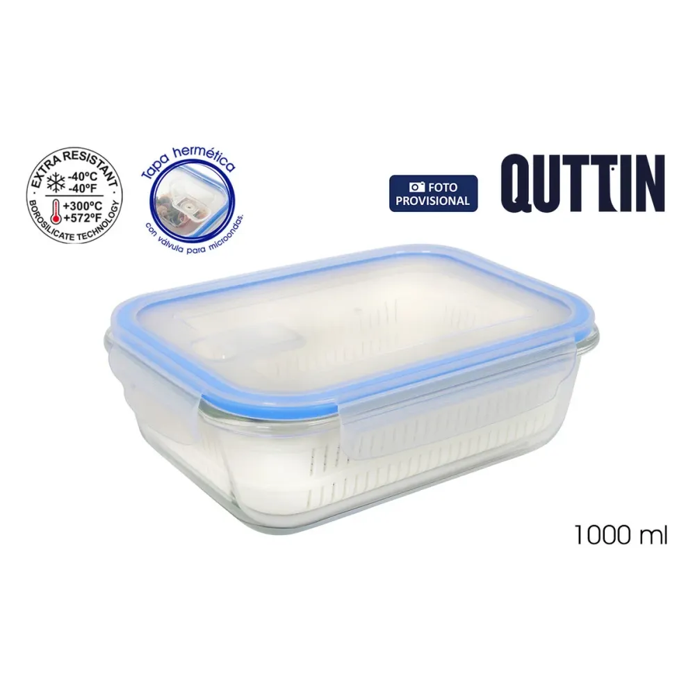 Boîte à lunch Quttin Bleu Transparent Rectangulaire 1L (6 Unités)
