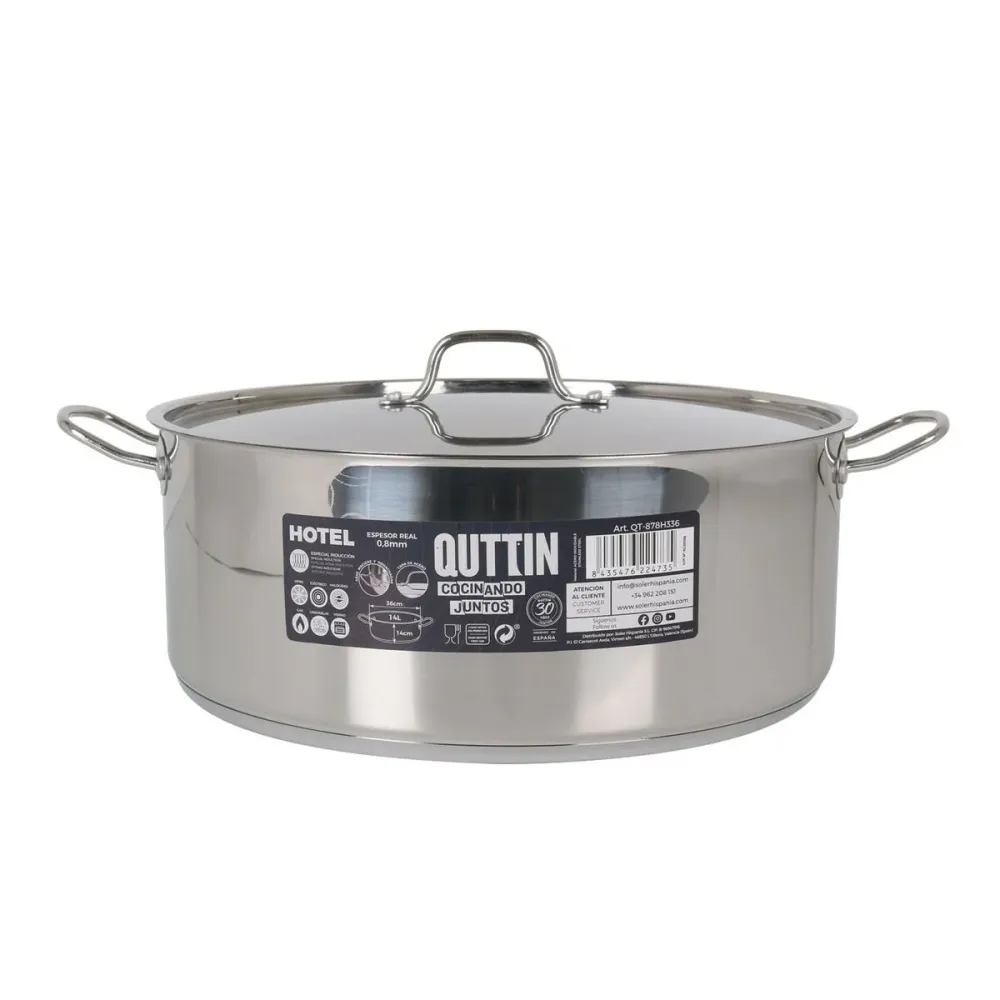 Casserole avec Couvercle Quttin Aluminium 36 x 14 cm (2 Unités)