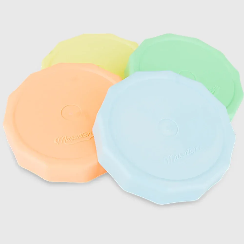 Couvercles de bocal en plastique résistant pastel: Bouche régulière