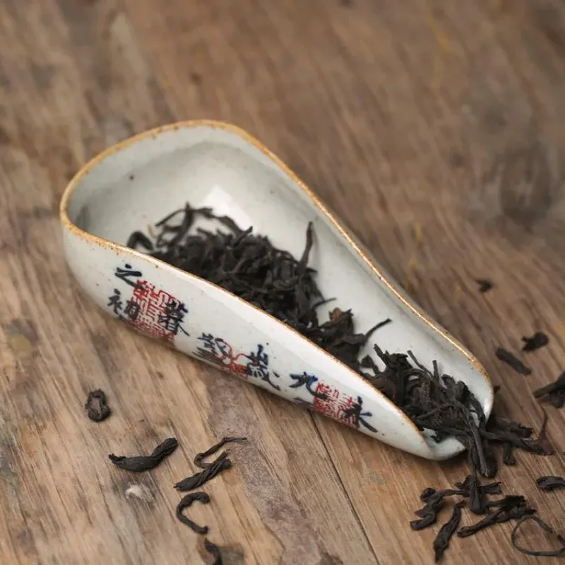 1 cuillère à thé vintage en céramique, calligraphie chinoise, service à thé Cha Ze, accessoires pour cérémonie du thé, cui...