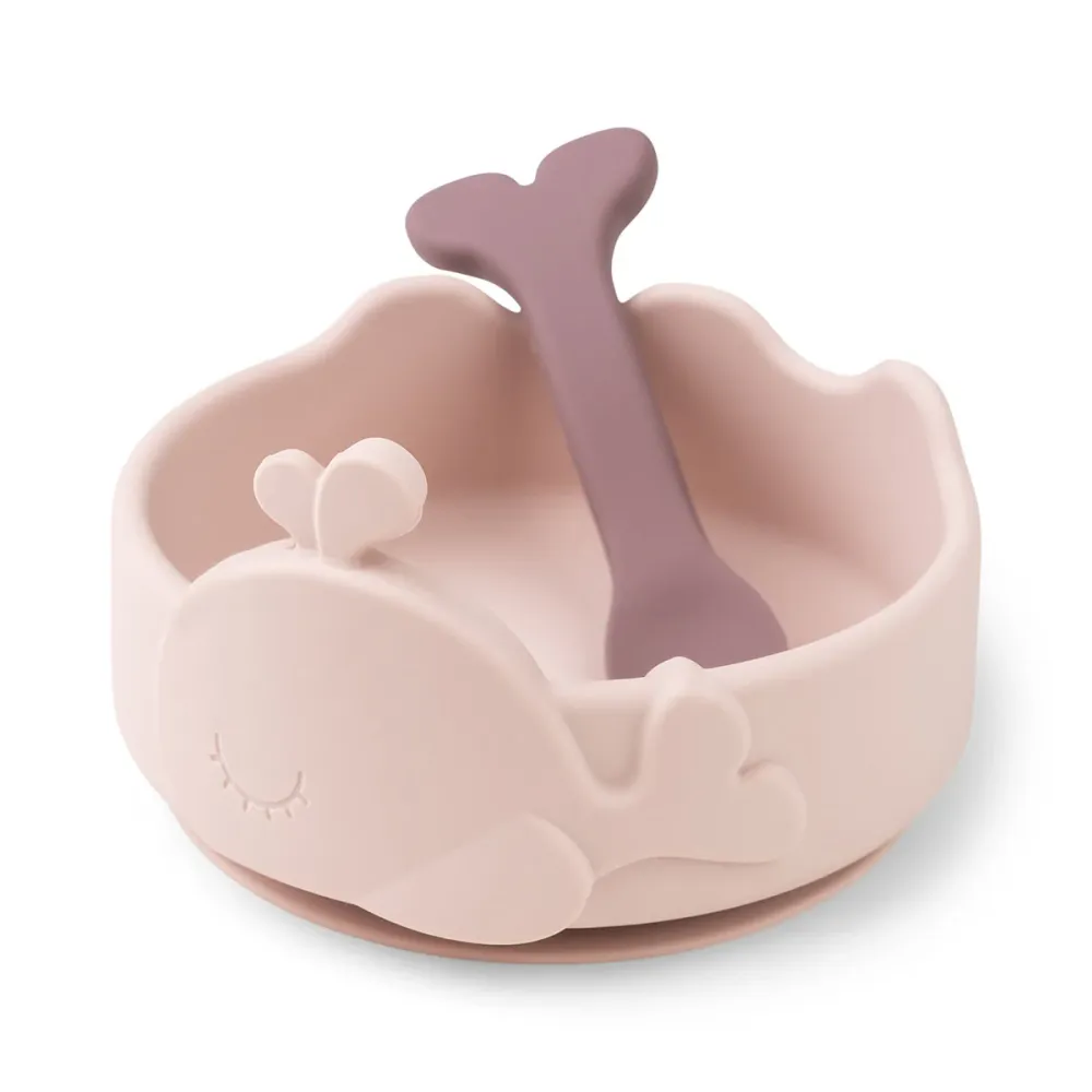 Bol ventouse et cuillère silicone - Wally - Rose Done by Deer