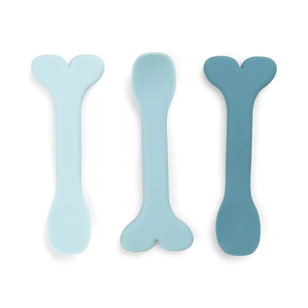 Cuillère bébé silicone lot de 3 - Wally - Bleu Done by Deer
