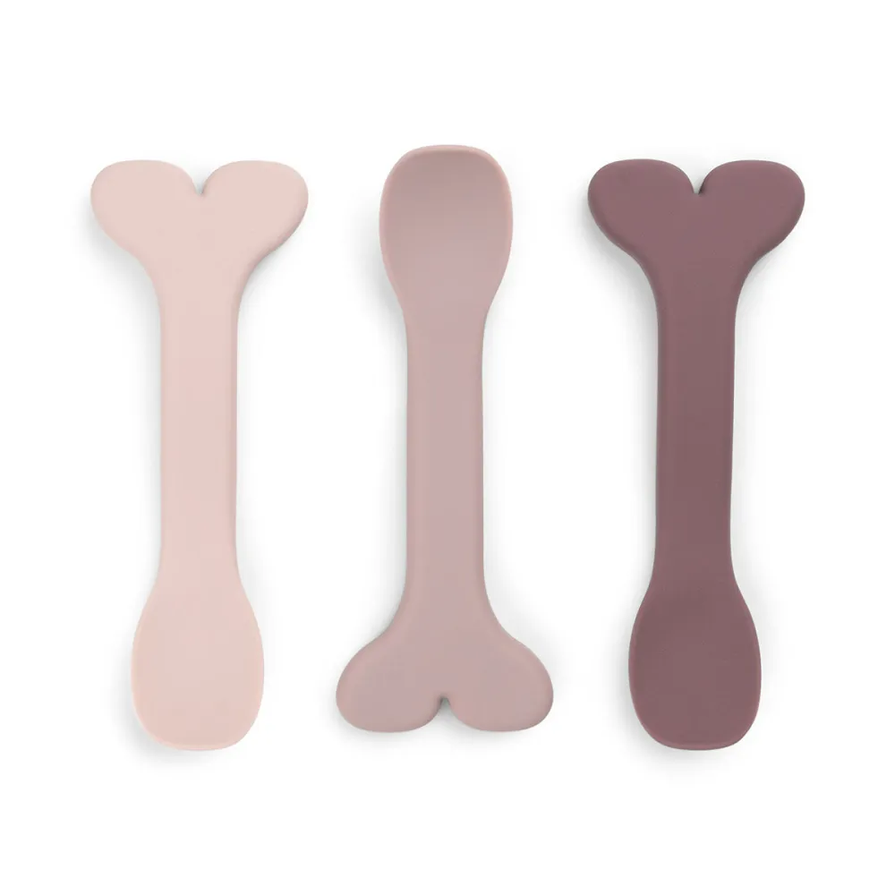 Cuillère bébé silicone lot de 3 - Wally - Rose Done by Deer