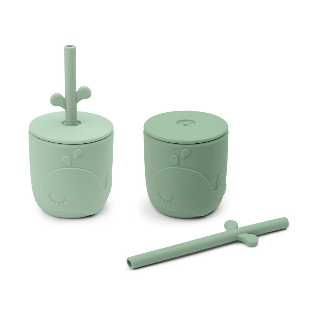 Peekaboo gobelet et paille lot de 2 - Wally - Vert Done by Deer