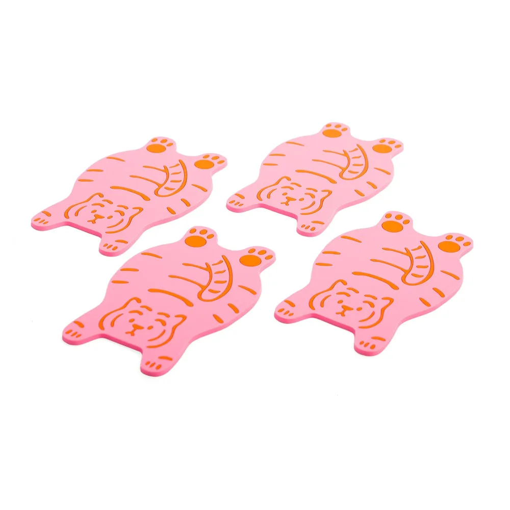 Sous-verres Tigre Rose : Pack de 4 Dopamine Concept Store