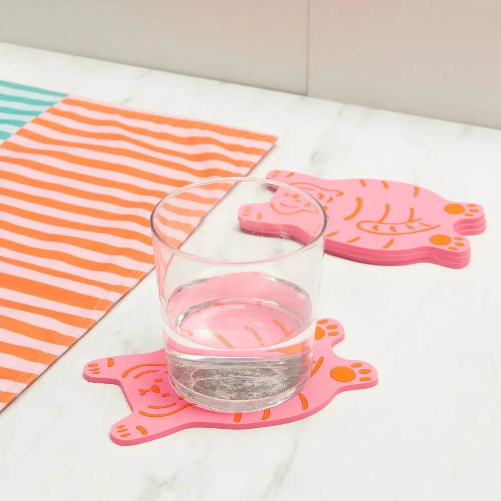 Sous-verres Tigre Rose : Pack de 4 Dopamine Concept Store