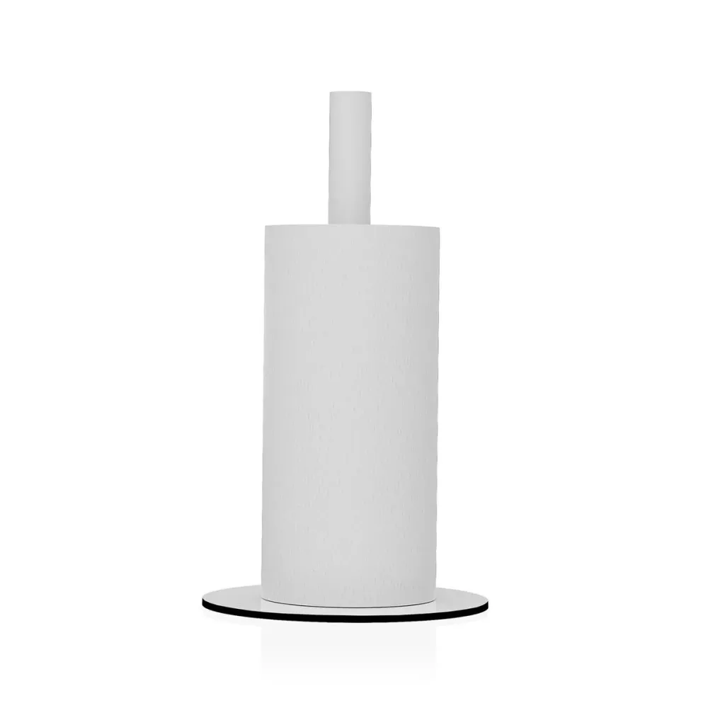 Dérouleur de papier de cuisine Versa Blanc Acier inoxydable Acier Fer Bois d'hévé 17 x 31 x 17 cm