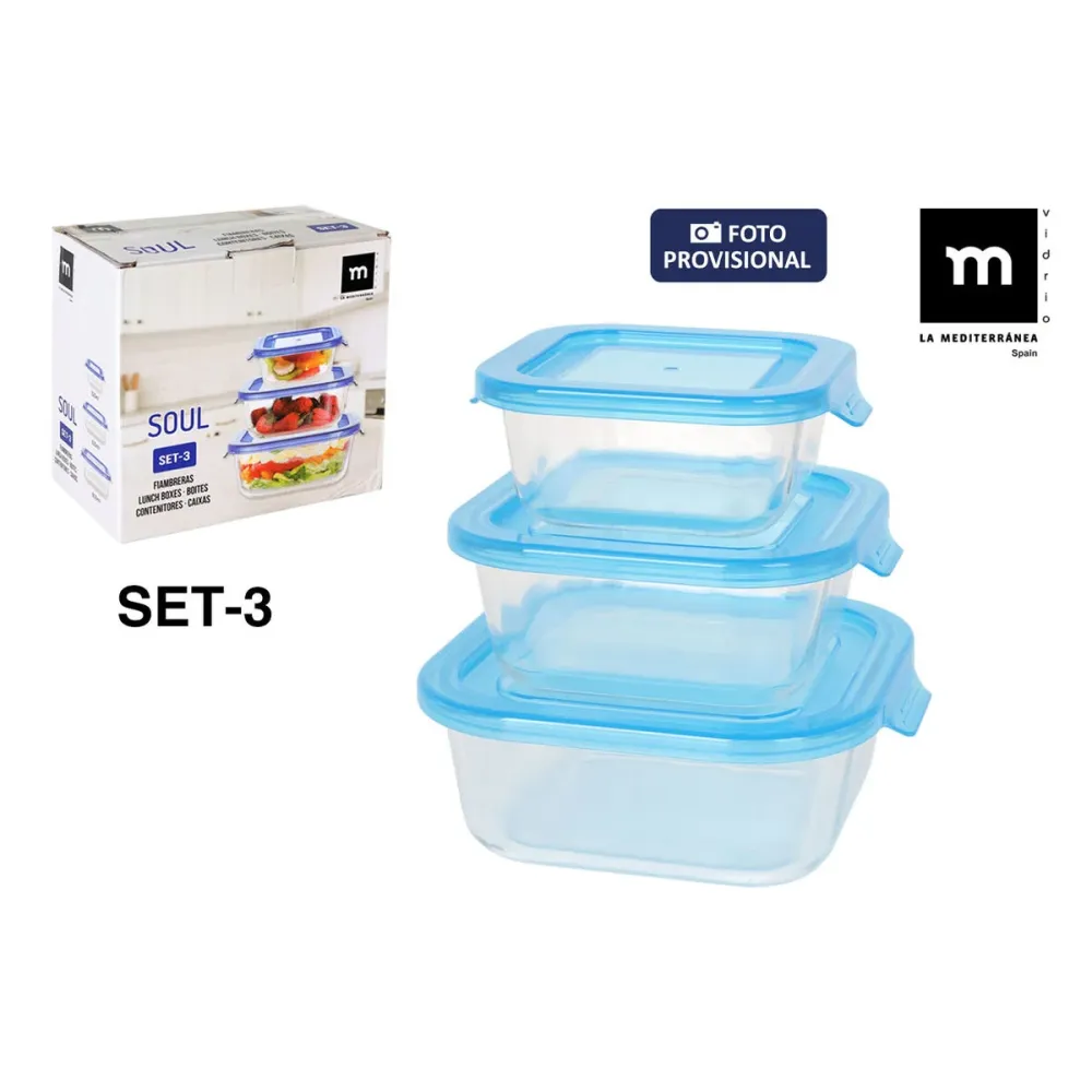 Ensemble de Boîtes à Lunch Inde Soul 0,8 L 3 Pièces (8 Unités)