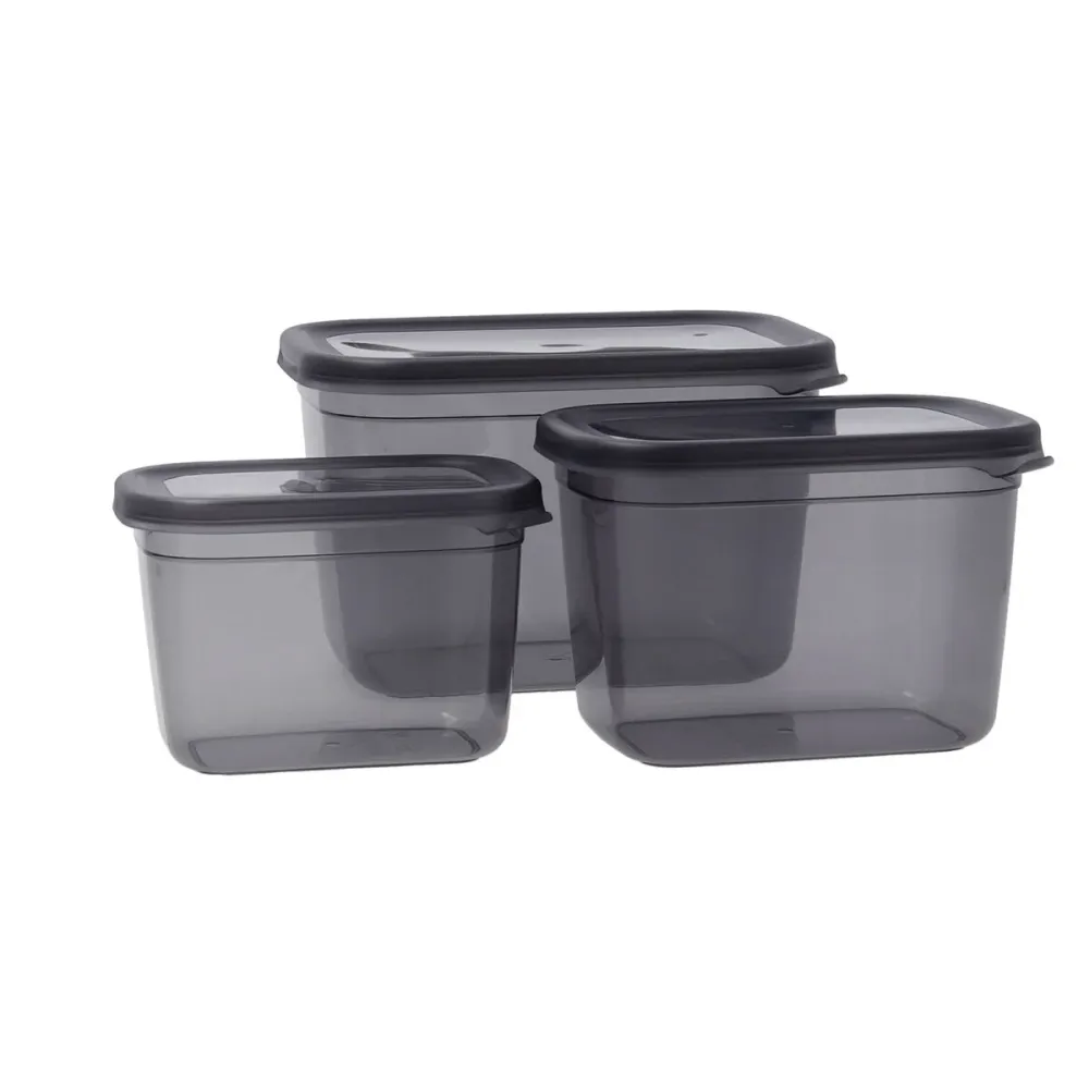 Ensemble de Boîtes à Lunch Quid City Gris Plastique Rectangulaire 3 Pièces