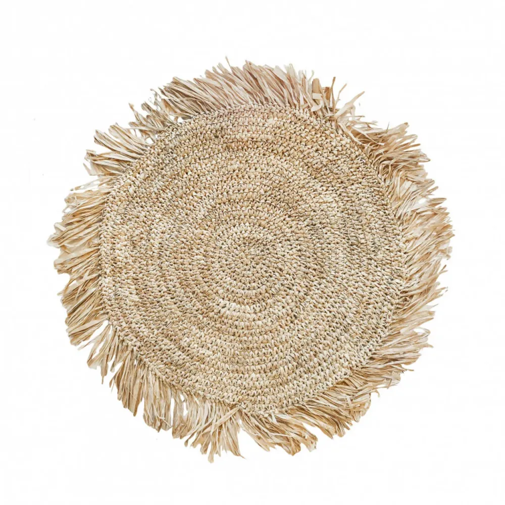 FRINGE RAFFIA Set de Table Rond Naturel
