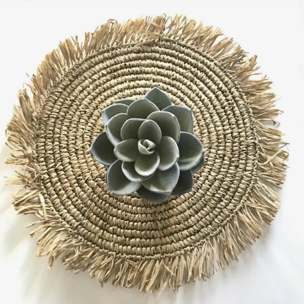 FRINGE RAFFIA Set de Table Rond Naturel