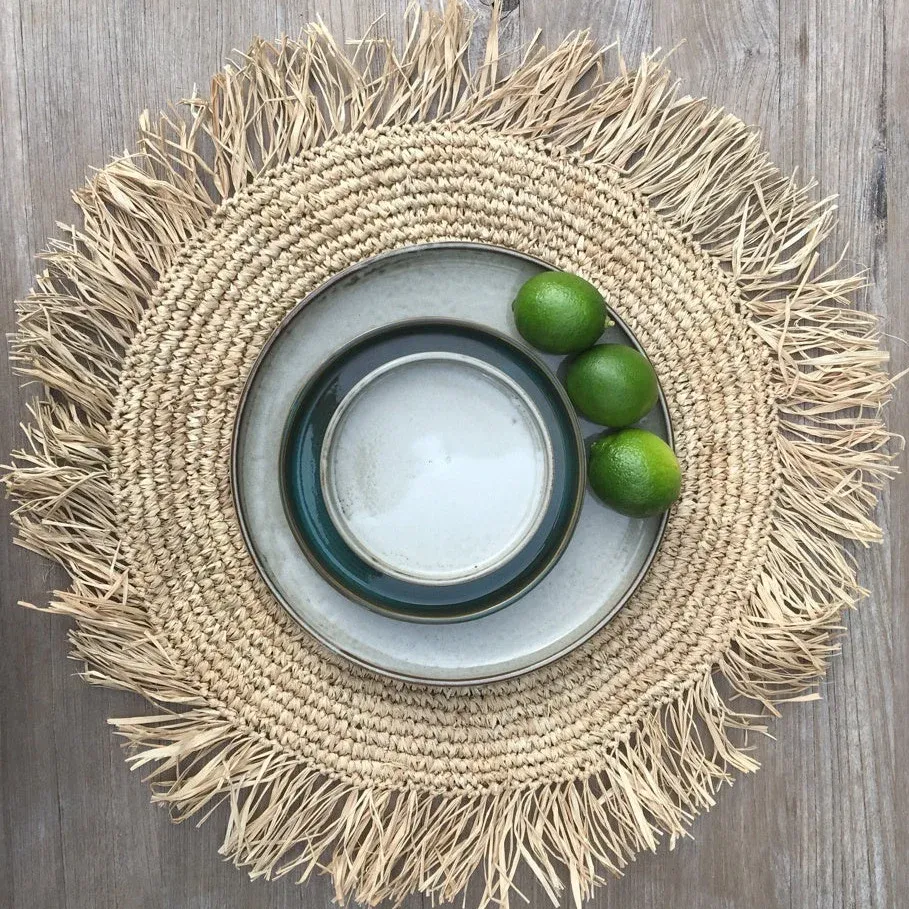 FRINGE RAFFIA Set de Table Rond Naturel
