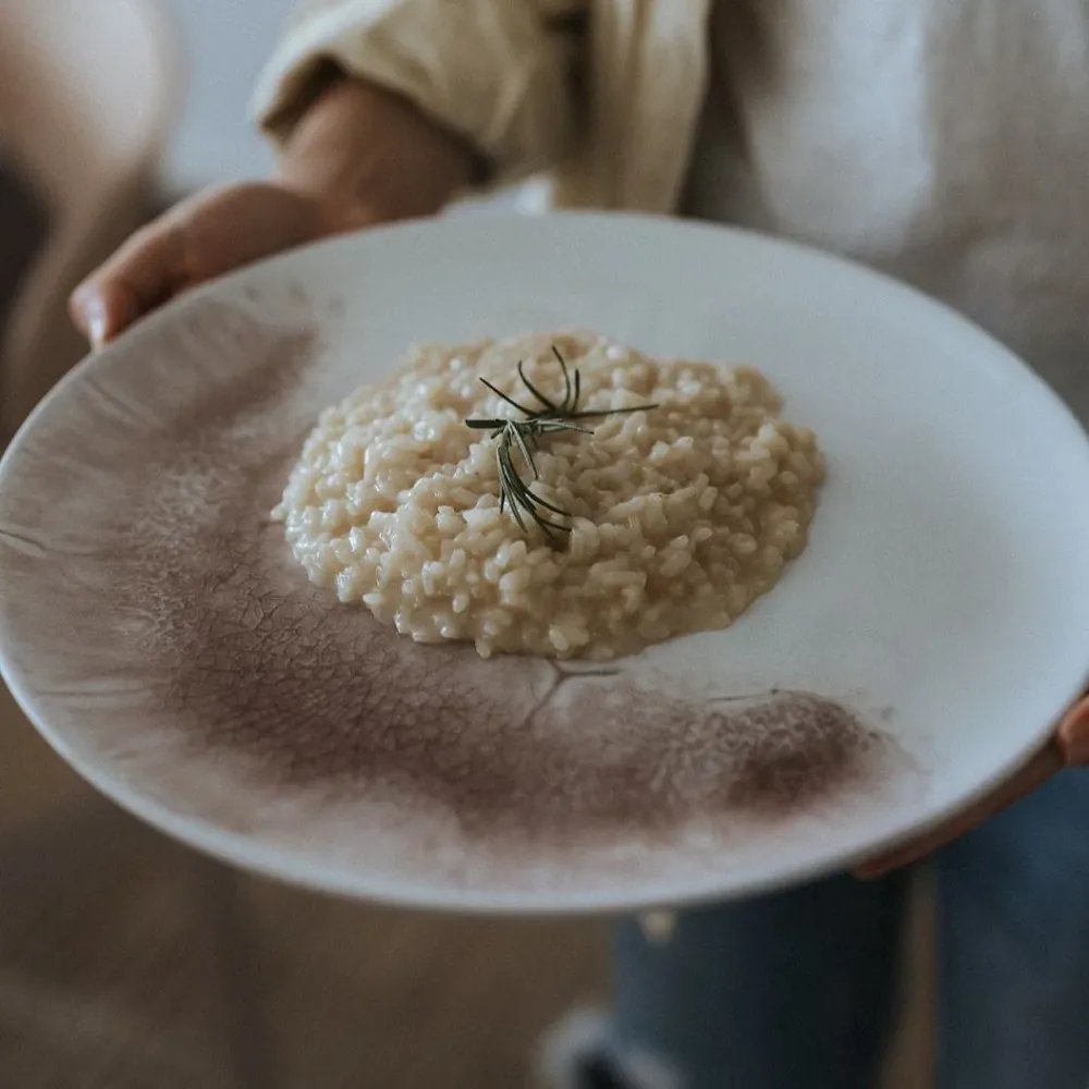 Grande assiette Beja blanc mauve