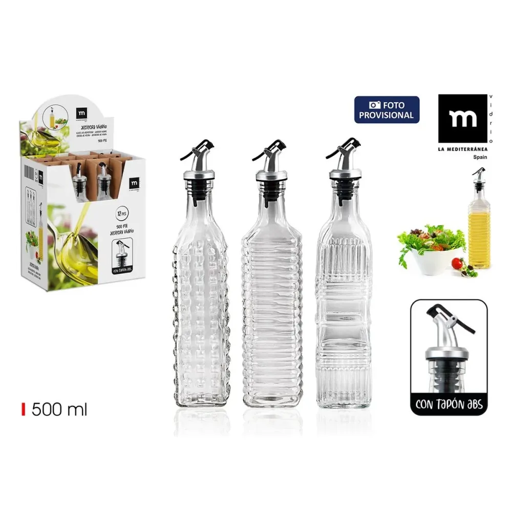 Huilier La Mediterránea Transparent Argenté verre 500 ml (24 Unités)