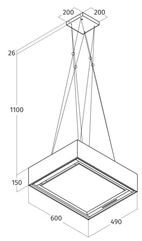 Modèle îlot Airone E-002-BELLINI - 60 cm - anthracite - moteur interne - recirculation