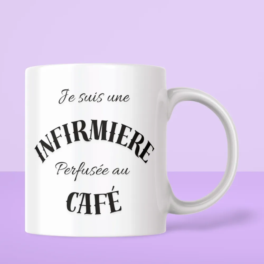 Mug humour & vocation - Infirmière perfusée au café