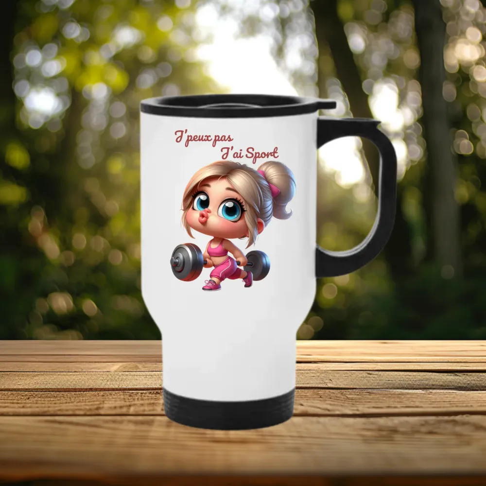 Mug thermos - isotherme Aluminium 450 ml "J'peux pas, j'ai sport"