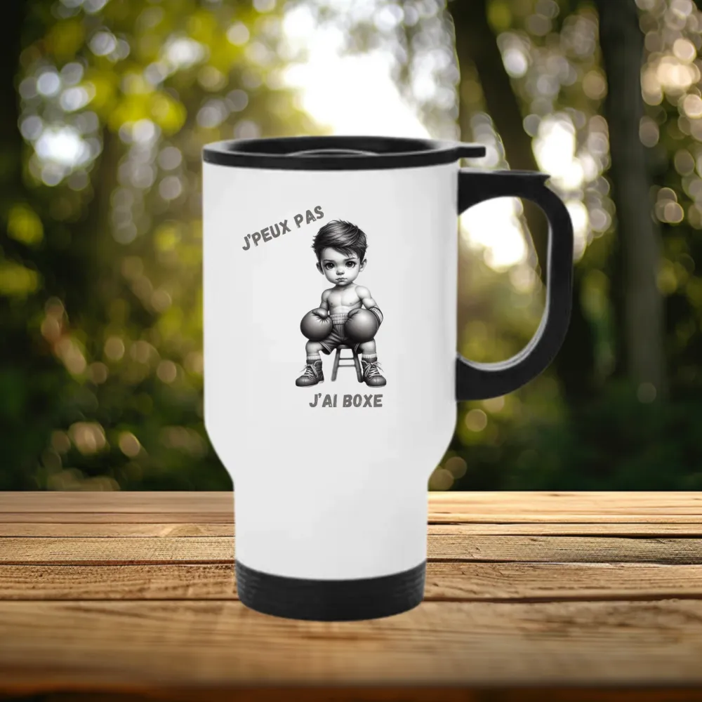 Mug thermos - isotherme Aluminium 450 ml - "Je ne peux pas, j'ai boxe"