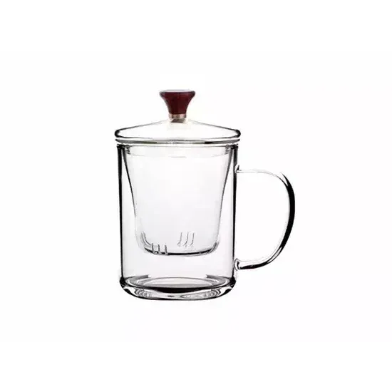 Mug en verre avec infuseur et anse en bois (400 ml)