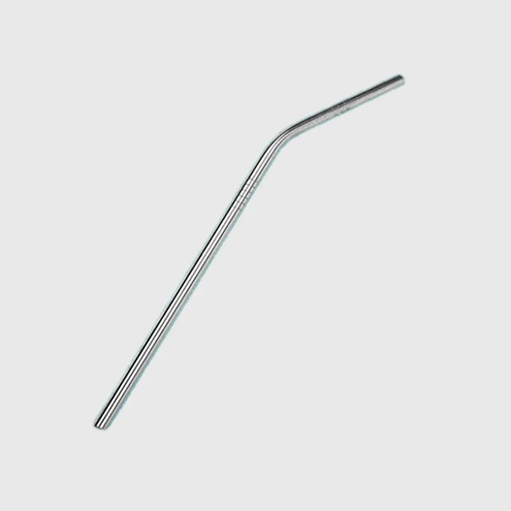Paille acier inoxidable courbée unité