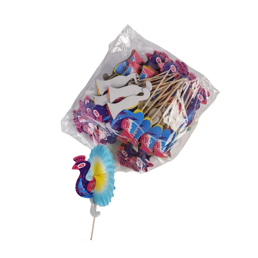 Pic à cocktail - Paon en papier (x50)