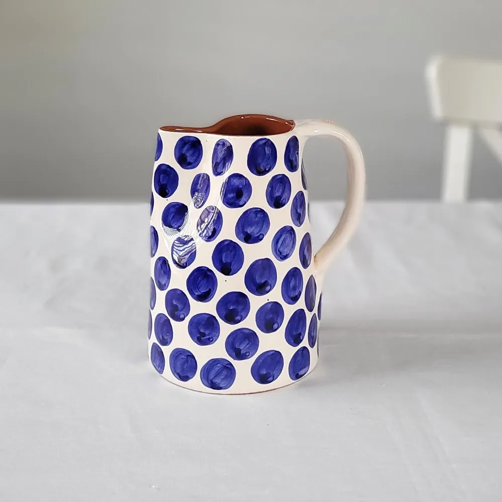 Pichet 1 l à pois bleu marine