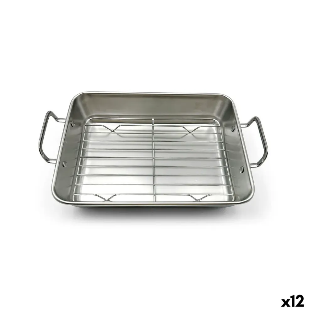 Plateau pour Four Quttin Argenté Acier 25,5 x 20 x 5,5 cm (12 Unités)