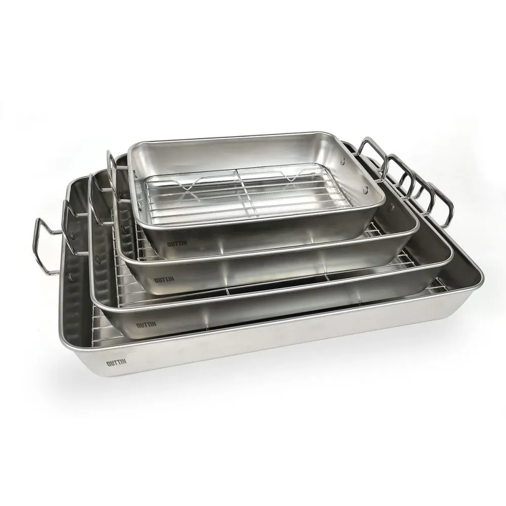 Plateau pour Four Quttin Argenté Acier 25,5 x 20 x 5,5 cm (12 Unités)