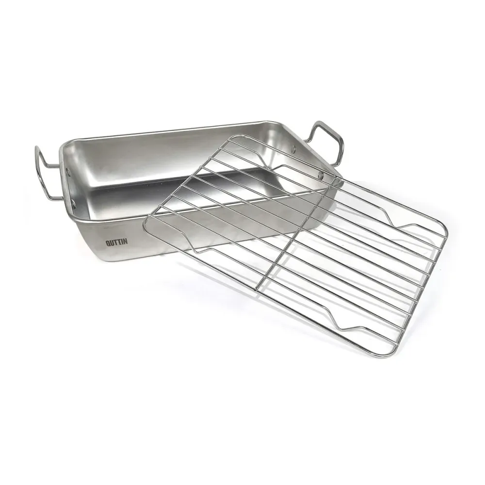 Plateau pour Four Quttin Argenté Acier 25,5 x 20 x 5,5 cm (12 Unités)