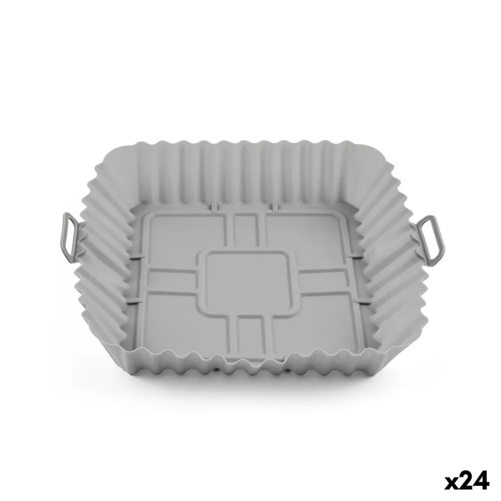 Plateau en silicone réutilisable pour friteuse à air Quttin Silicone 20 x 20 cm Gris (24 Unités)