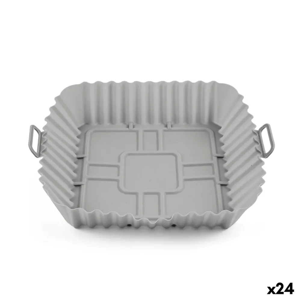 Plateau en silicone réutilisable pour friteuse à air Quttin Silicone 22 x 22 cm Gris (24 Unités)