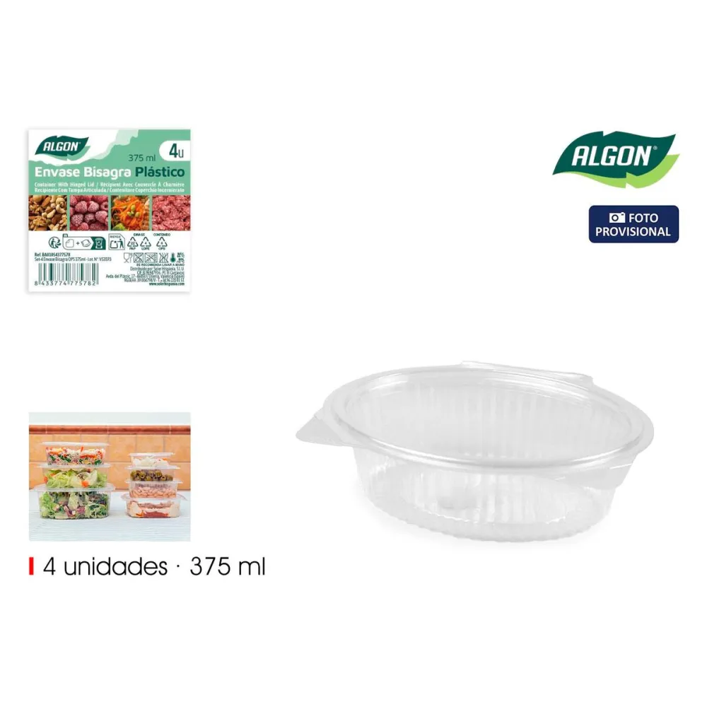 Plateaux alimentaires réutilisables Algon OPS 375 ml 16 x 12,7 x 4,7 cm (4 Pièces) (24 Unités)