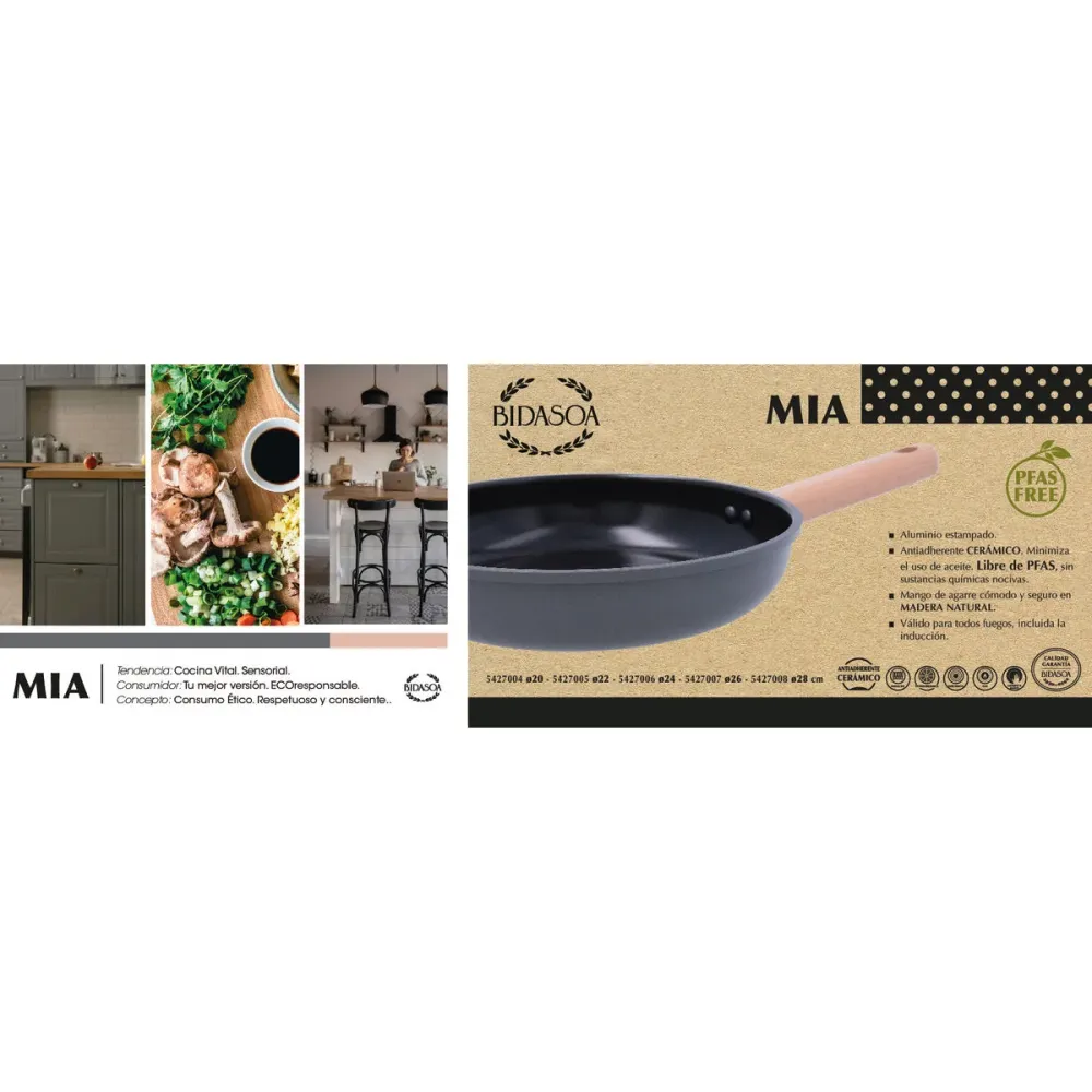 Poêle Bidasoa Mia Gris Métal Ø 22 cm (6 Unités)