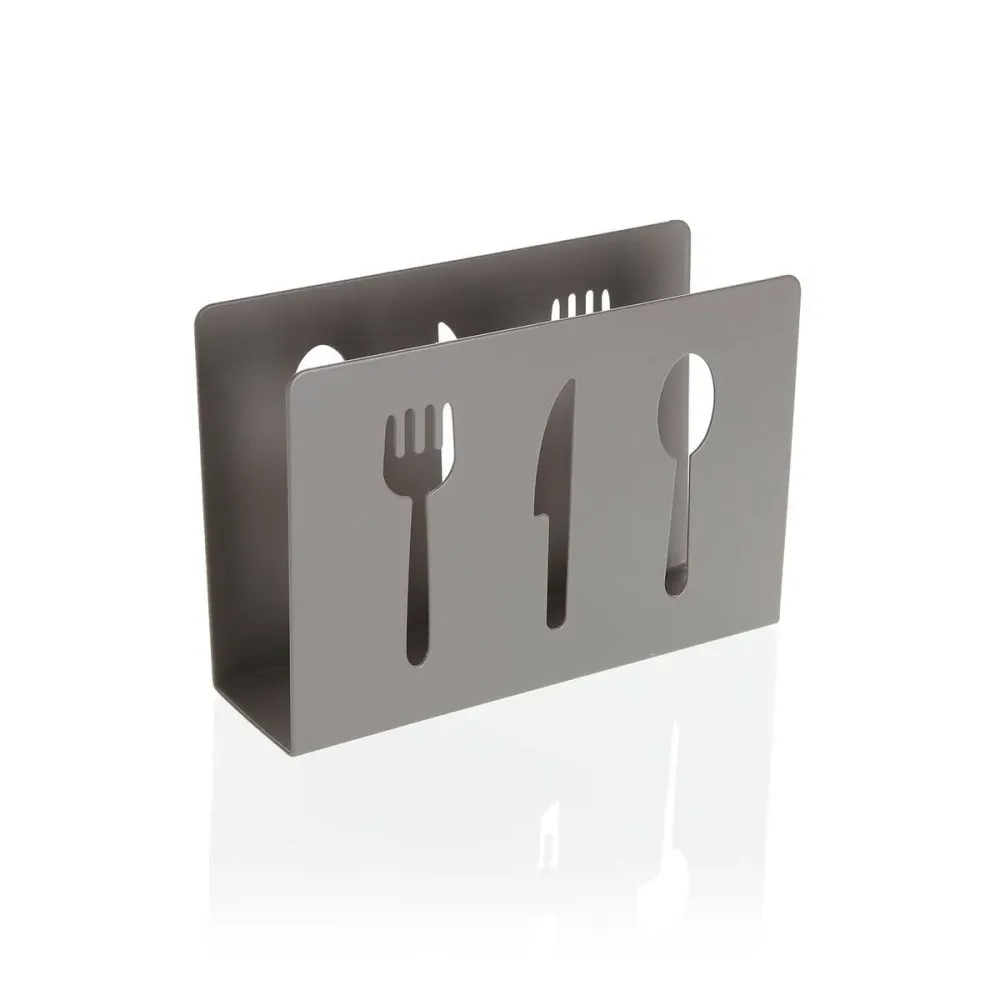 Porte-serviettes Versa Gris Métal Céramique Acier Fer 4,5 x 10 x 15 cm Couverts