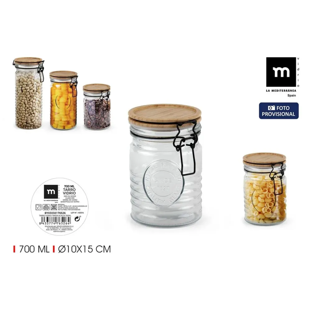 Pot en verre La Mediterránea ACACIA 0.7 L (12 Unités)