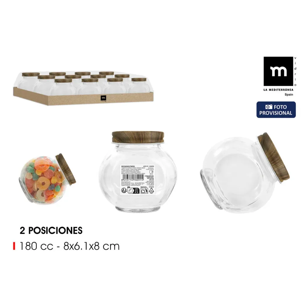 Pot en verre La Mediterránea WOOD 180 ml (60 Unités)