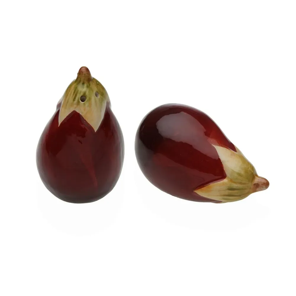Salière et Poivrière Versa Céramique Dolomite Aubergine 8,5 X 5,3 X 5,1 CM